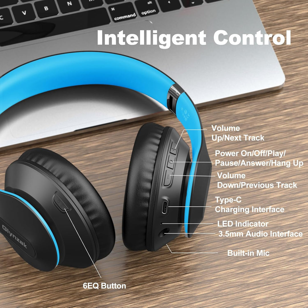 Glynzak - Auriculares Bluetooth inalámbricos con micrófono, cubren...