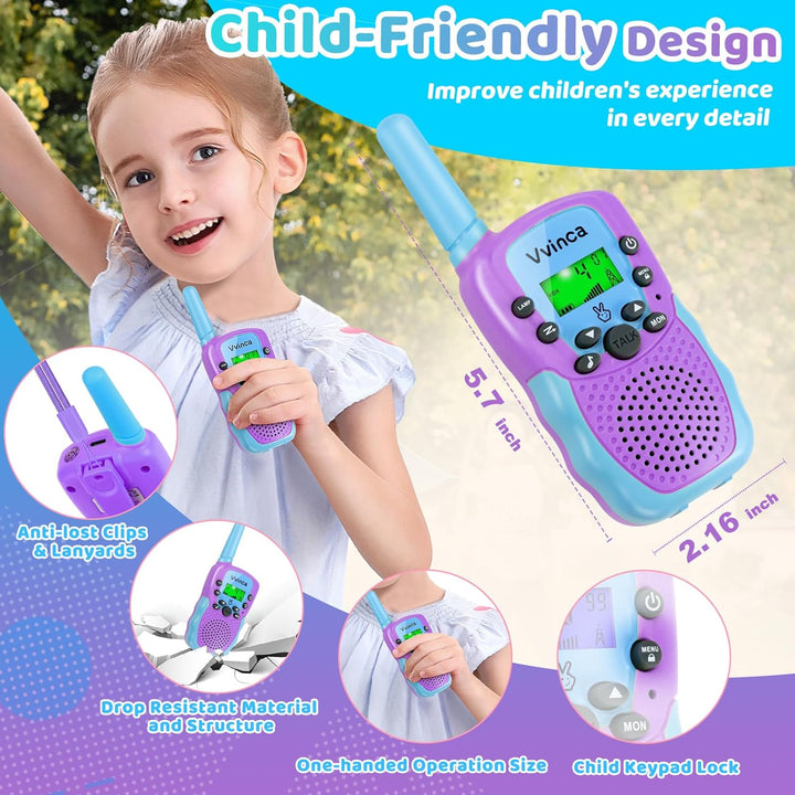 Vvinca Walkie Talkies Recargables para Niños Paquete de 4, Juguetes...