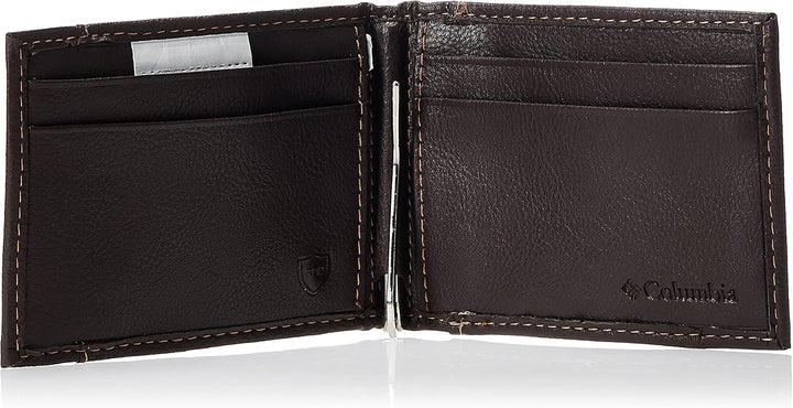 Columbia Billetera de cuero para hombre con bolsillo frontal y tarj...