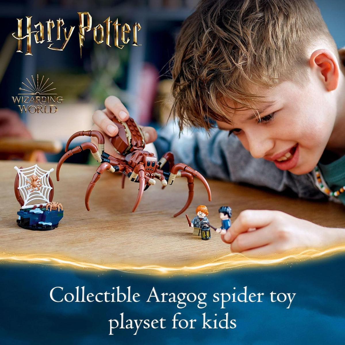 LEGO Harry Potter Aragog en el Bosque Prohibido, juego de araña de juguete para niños, juguete coleccionable de Harry Potter con criatura mágica y 2 minifiguras, juguete de Harry Potter para niños y