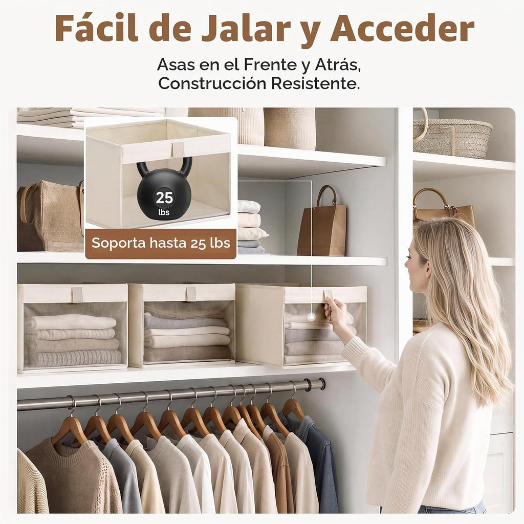 StorageWorks Contenedores organizadores de armario con ventana transparente