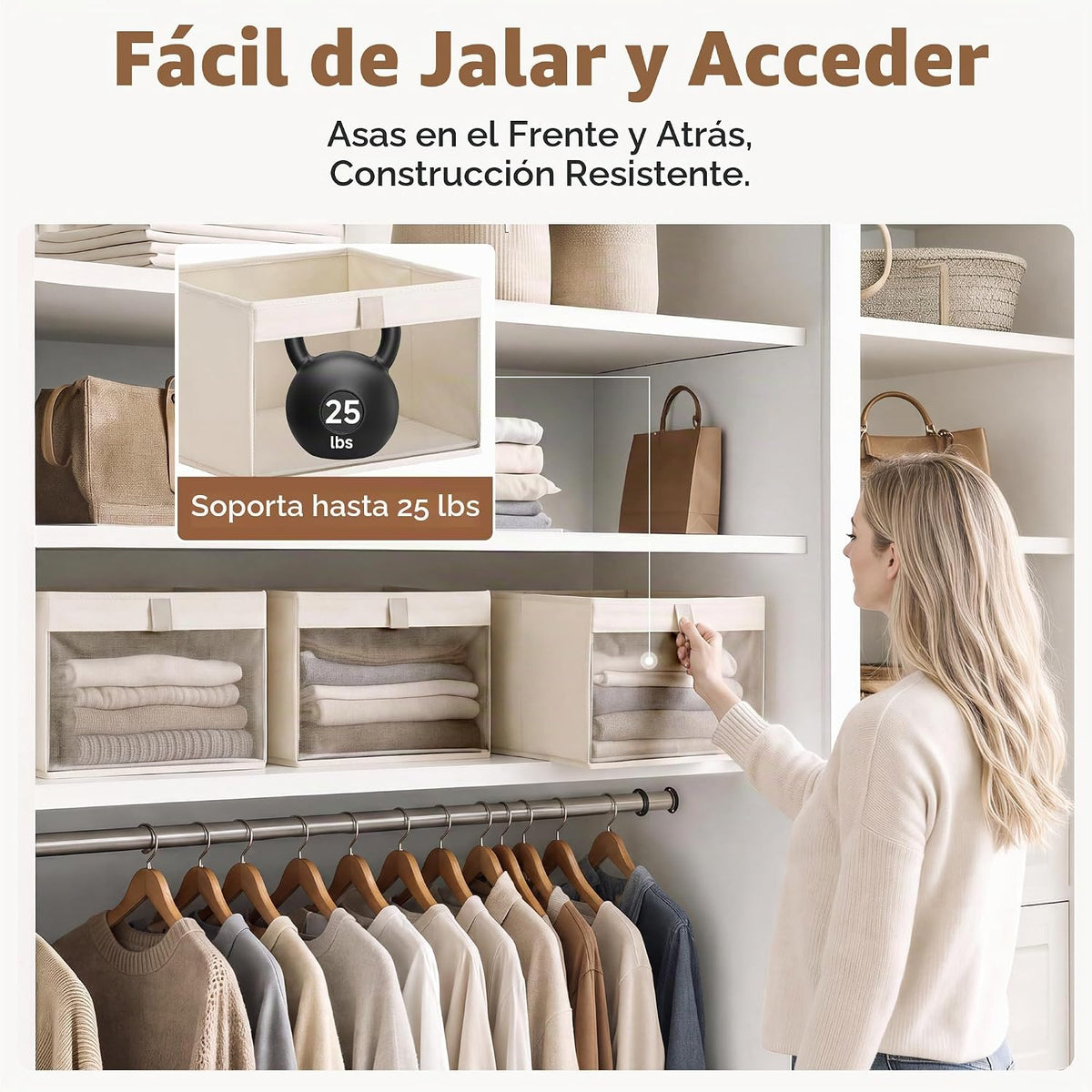 StorageWorks Contenedores organizadores de armario con ventana transparente