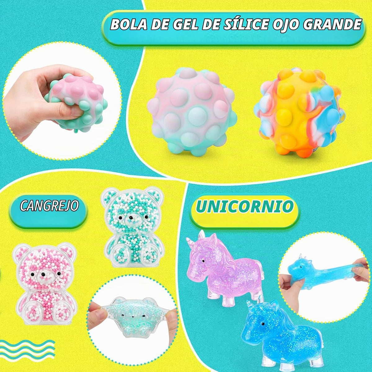 Paquete de 24 bolas antiestrés, bolas esponjosas, bolas para apretar para adultos, bolas de alivio del estrés, rellenos de caja de premios, recuerdos de fiesta