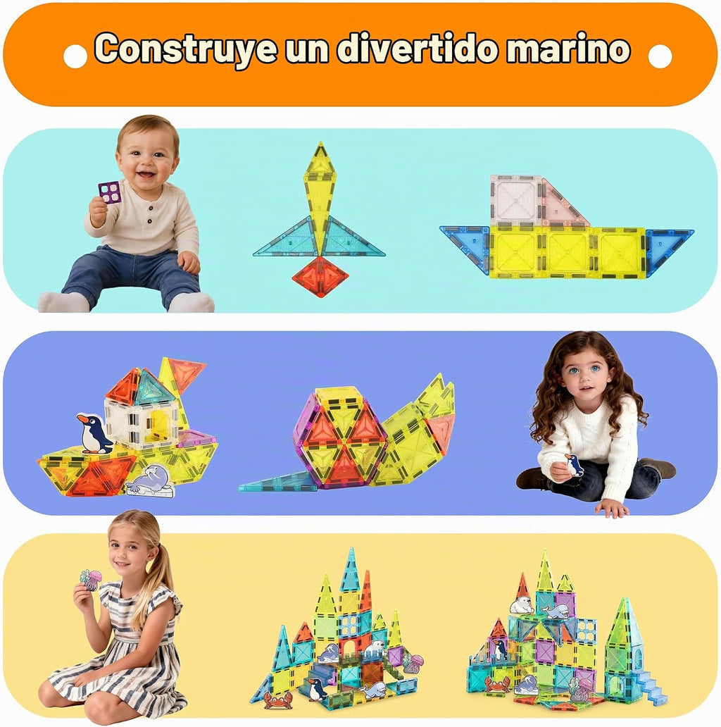 Azulejos magnéticos para niños, juego de juguetes de construcción