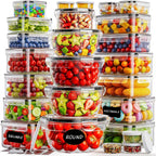 50 recipientes de almacenamiento de alimentos con tapas sin BPA (25