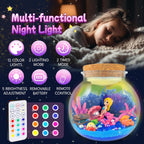 7july Terrario de sirena Kit de manualidades para niños - Luz nocturna LED y control remoto, regalo de cumpleaños de sirena para niñas de 5 6 7 8 9 10 11 12 años