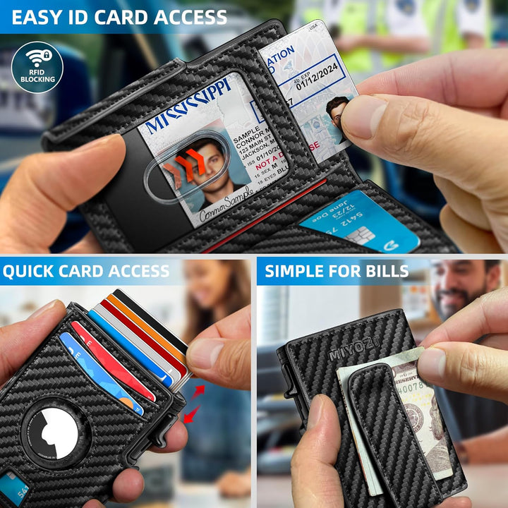 Miyozi - Billetera Airtag para hombre, con clip de dinero, estuche...