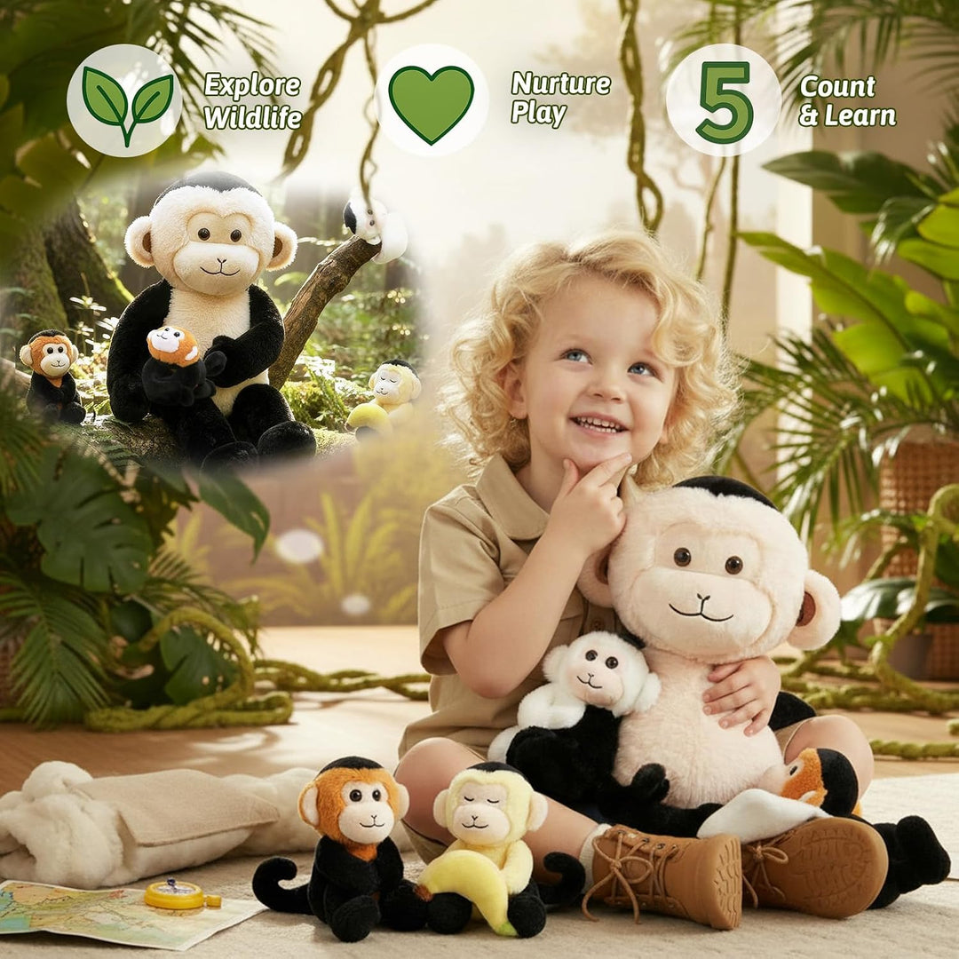 OUOZZZ Mono de peluche de 5 piezas, 19.3 pulgadas, pulsera abrazabl...