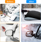Protector contra nieve y hielo para parabrisas de automóvil, con bordes magnéticos, 4 capas de grosor, con cubiertas para espejos laterales, fácil de usar para coche, SUV, CRV y camionetas