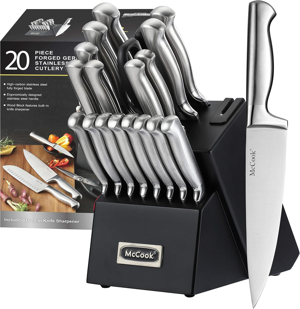 McCook Juego de cuchillos de cocina afilados con afilador incorporado