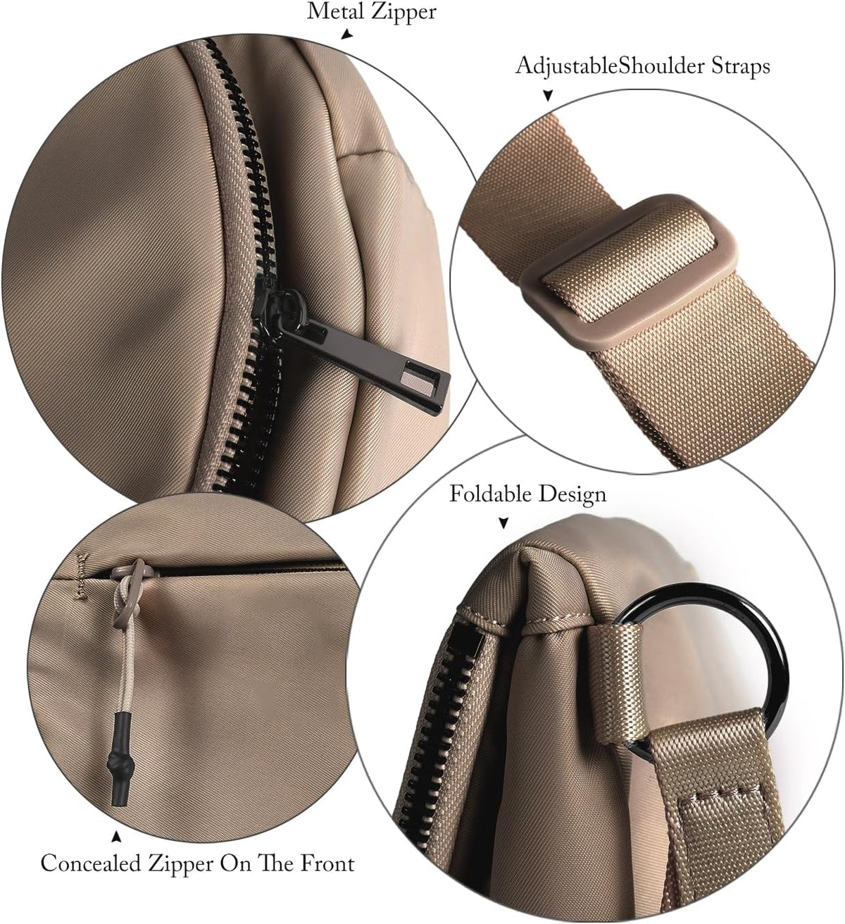 Bolso de Media Luna para Mujeres y Hombres, MEISEY - Mochila de Nylon Plegable de Moda con Correa de Hombro Ajustable