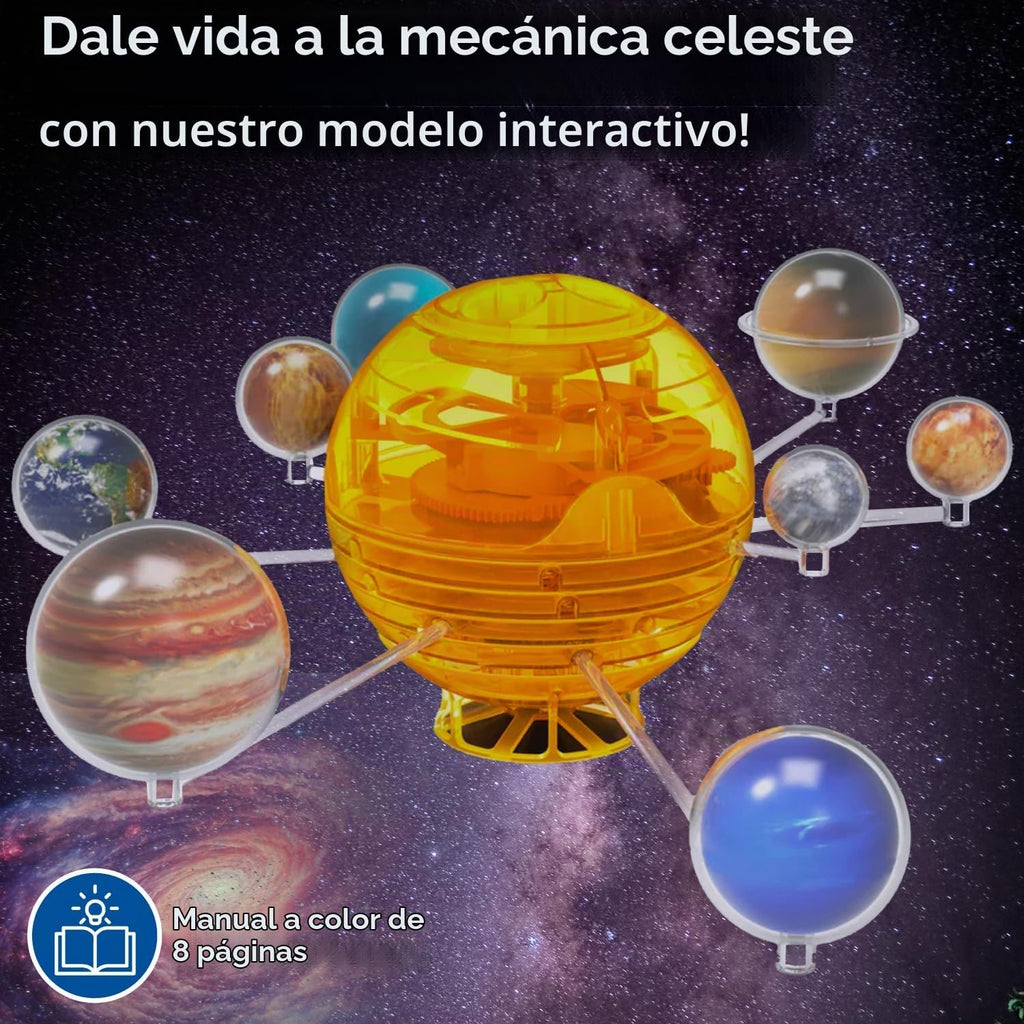 Kit STEM de Sistema Solar Orbitante de Thames & Kosmos | Construye un Modelo de Sistema Solar Rotativo | Los Planetas Giran Usando un Motor de Resorte | Explora las Razones de Engranajes | Ferias