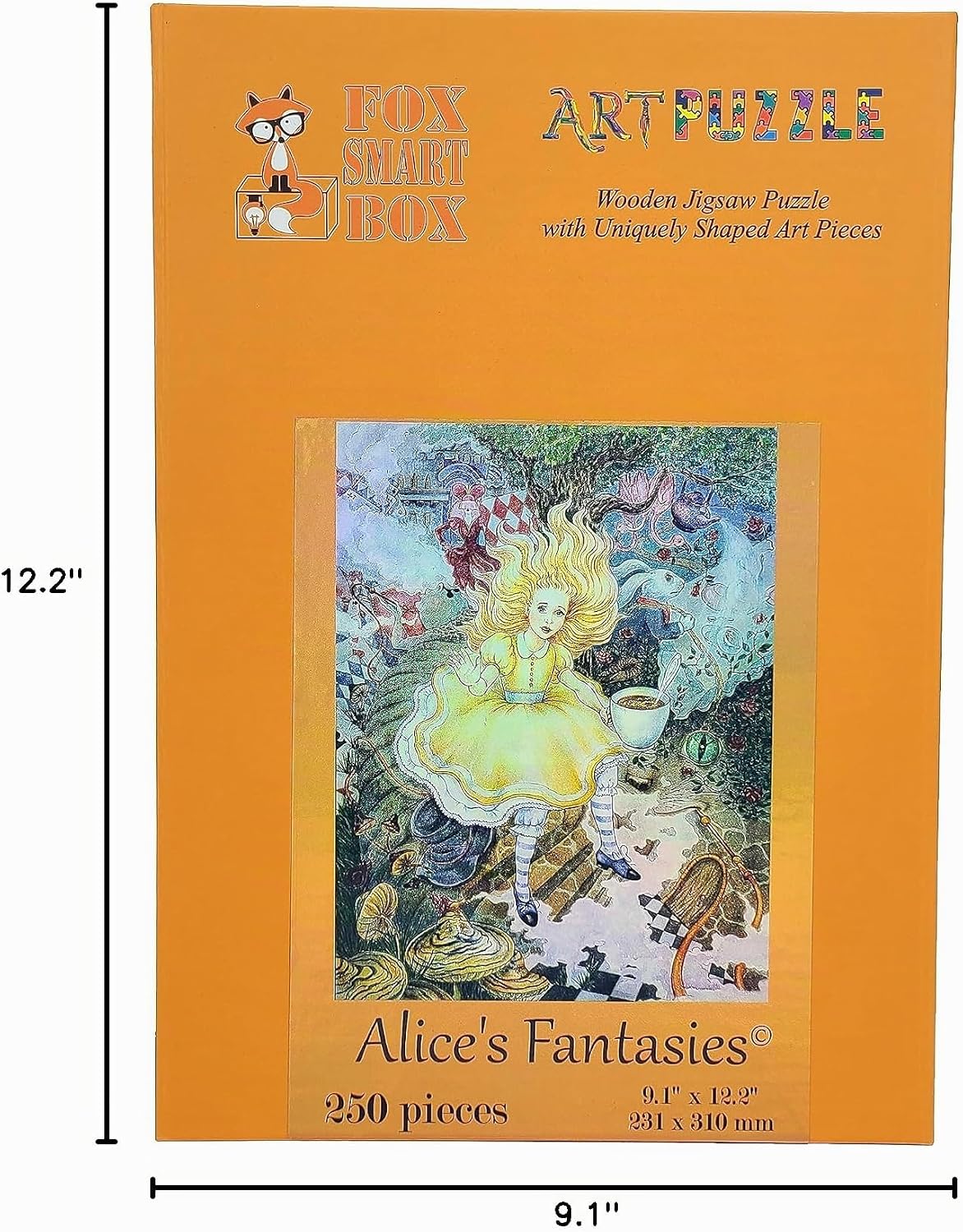 Paquete de madera para adultos con piezas de forma única, fabricado en Estados Unidos por FoxSmartBox - 250 piezas - Alice's Fantasies