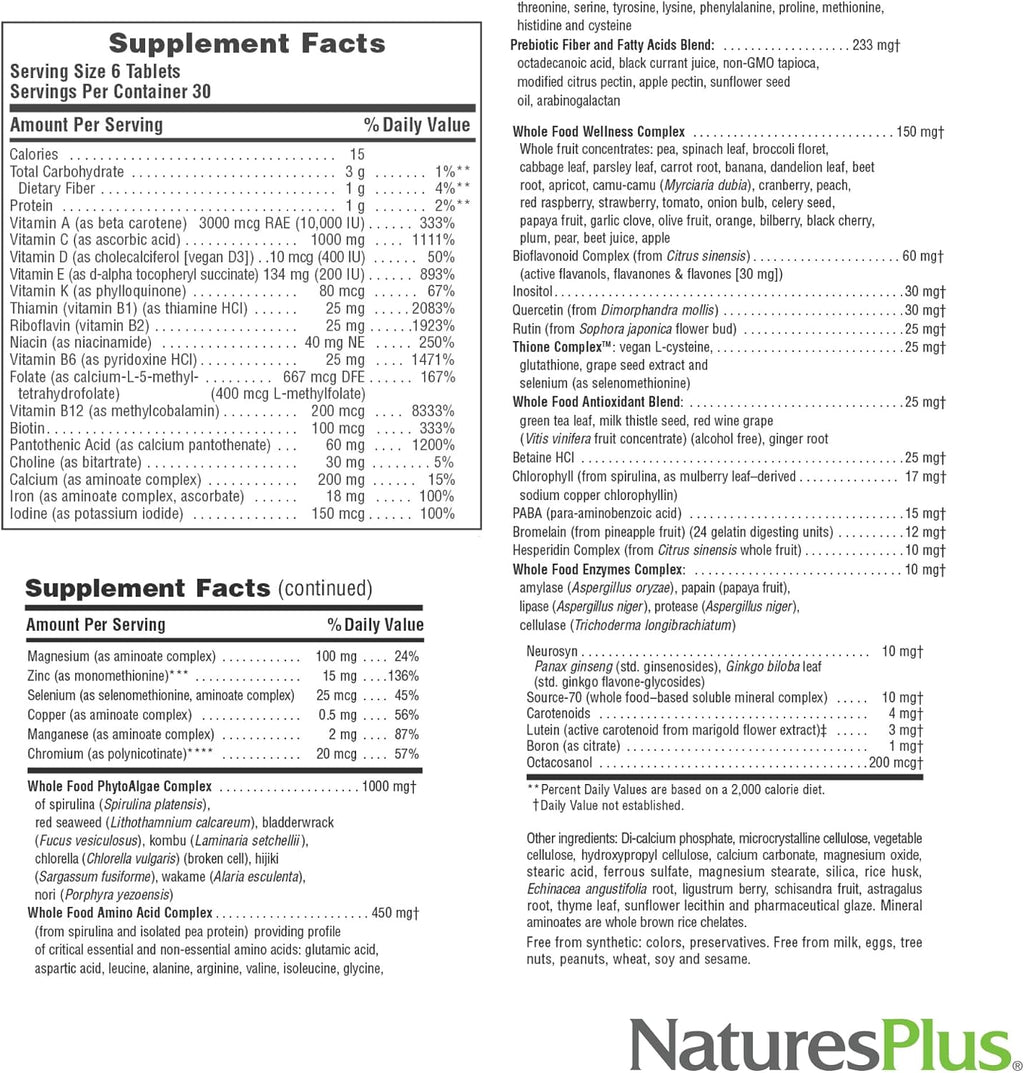 NaturesPlus Ultra Source of Life Multivitamínico - 180 mini-tableta...