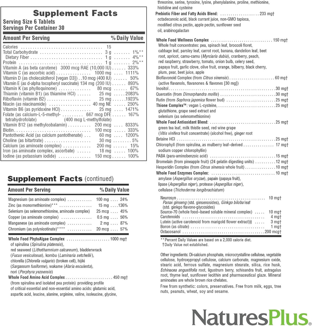 NaturesPlus Ultra Source of Life Multivitamínico - 180 mini-tableta...