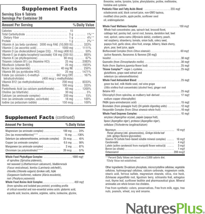 NaturesPlus Ultra Source of Life Multivitamínico - 180 mini-tableta...