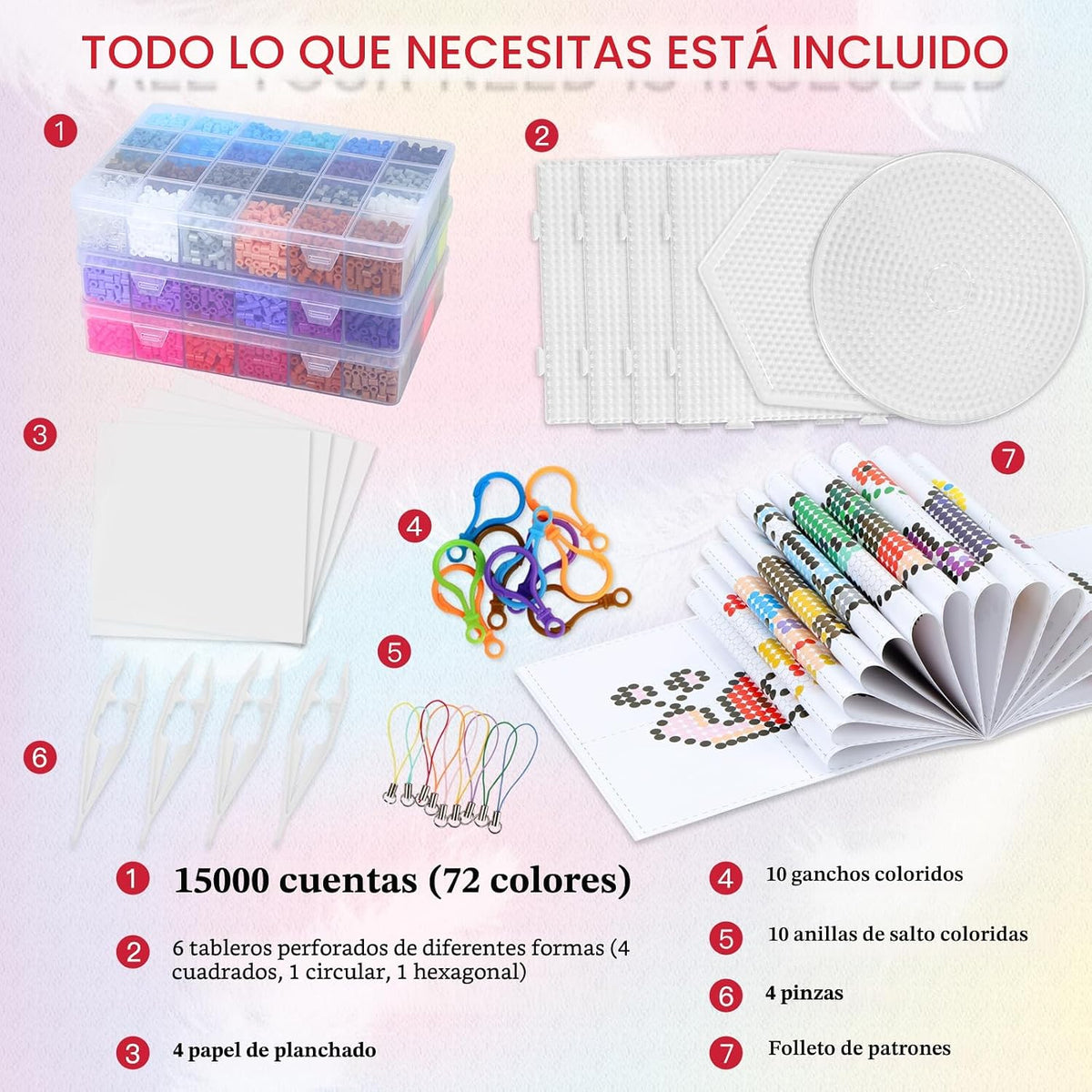 Quefe 72 Colors 15000 Pcs 5mm Fuse Beads Kit Melting Beads para Craft