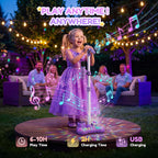 Máquina de karaoke con soporte para niños, micrófono de karaoke recargable con luz de discoteca y 2 micrófonos inalámbricos, juguetes de canto de Navidad, regalos de cumpleaños para niñas de 3, 4, 5