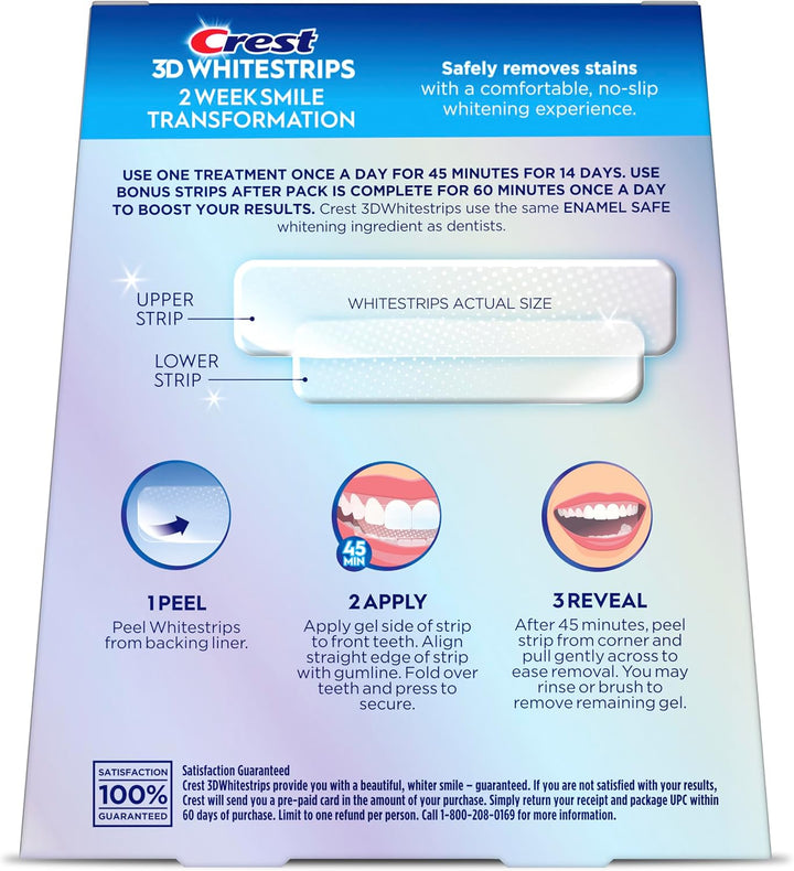 Crest Tiras blanqueadoras de dientes, Crest 3D Whitestrips 2 semana...