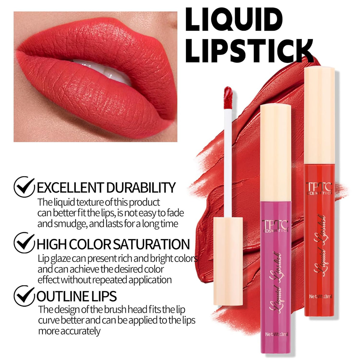 12 Colors Liquid Lipstick Set, Long Lasting Smudge Proof, High Pigm...