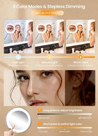 10 espejos de maquillaje con luces, espejo de aumento flexible