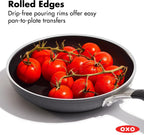 OXO Sartén antiadherente de 8 pulgadas, mango de silicona sin BPA, apto para lavavajillas y horno, sartén de cerámica sin PFAS, color negro