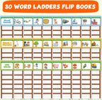 Libros con tapa de escalera de 30 palabras, tarjetas flash fonéticas, escaleras de palabras, libro de construcción familiar de palabras, palabras a la vista, juegos de ortografía, libros de fonética para niños, aula, escuela, preescolar, actividades de ap