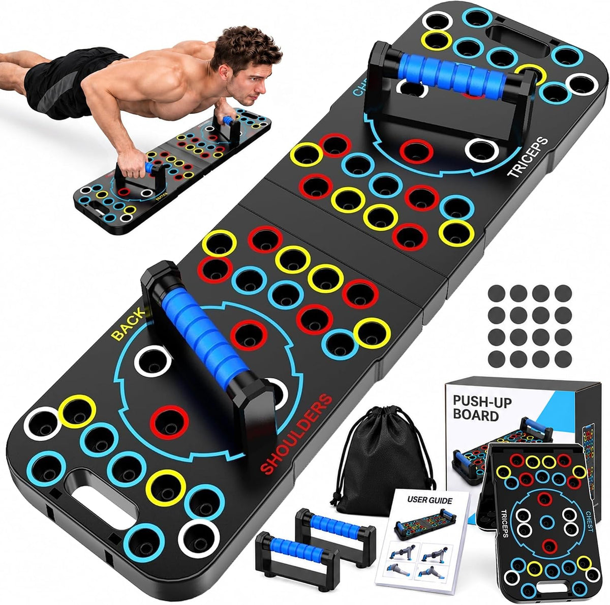 Tabla de Flexiones, Tabla de Flexiones Plegable para Hombre, Barra de Flexiones Portátil 30 en 1