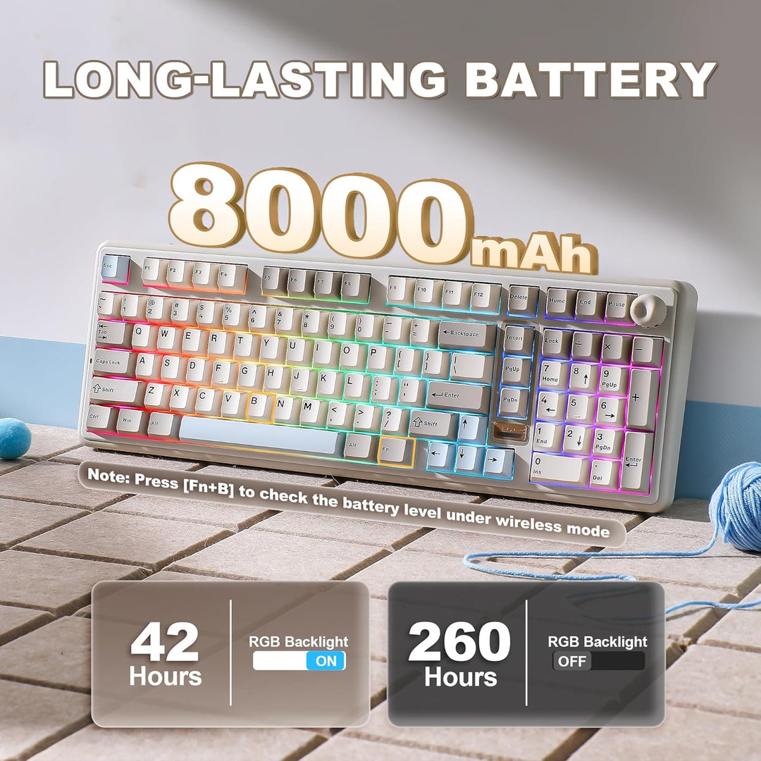 YUNZII B98 PRO QMK\/VIA Wireless Mechanical Gaming Keyboard, 96% La...