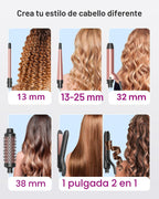 Wavytalk Secador de pelo iónico soplado para cabello rizado con difusor y juego de rizador 5 en 1 con cepillo térmico y 4 varitas rizadoras de cerámica intercambiables (0.5 pies a 1.25 pies)
