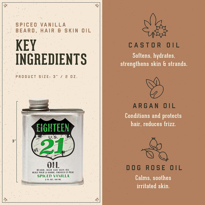 18.21 Man Made Aceite para cabello, piel y barba para hombres, 4 ar...