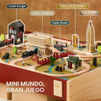 Tiny Land - Mesa de tren grande de madera (47.9 x 35.2 pulgadas) con juego de tren de 104 piezas