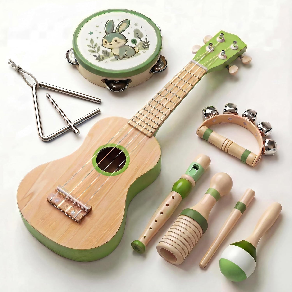 7 en 1 instrumentos musicales de madera para niños, juguetes