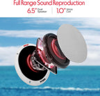 Pyle Altavoces marinos duales de 6.5 pulgadas, sistema de sonido estéreo de 2 vías, impermeable y resistente a la intemperie, con 400 vatios de potencia, cono de polipropileno y envolvente de goma de