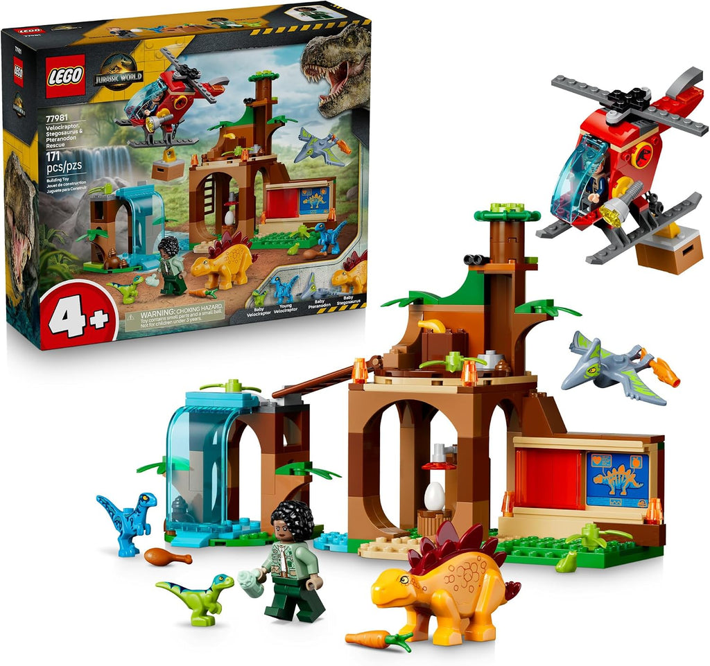 LEGO Jurassic World Rescate de Velociraptor, Stegosaurus y Pteranodon 77981