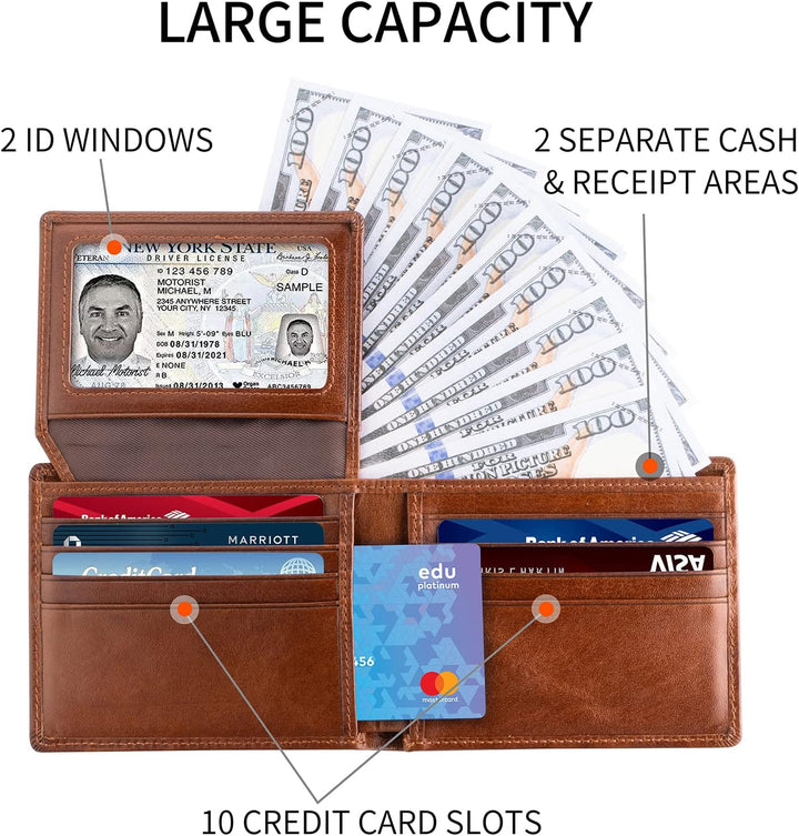 Sigtrenx Carteras de cuero para hombre, de cuero genuino, carteras...