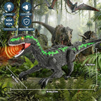 Juguetes de dinosaurio a control remoto para niños de 3 a 12 años, juguete velociraptor RC de 2.4 GHz con luces, sonidos y modo de demostración, juguete de dinosaurio interactivo recargable
