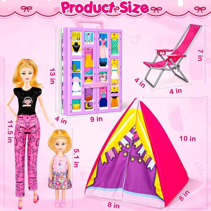 Armario de muñecas de 164 piezas con juego de ropa y accesorios par...