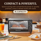 Elite Gourmet ETO490 - Horno de 9L/4 rebanadas, temporizador de 30 minutos, temperatura adicional, negro
