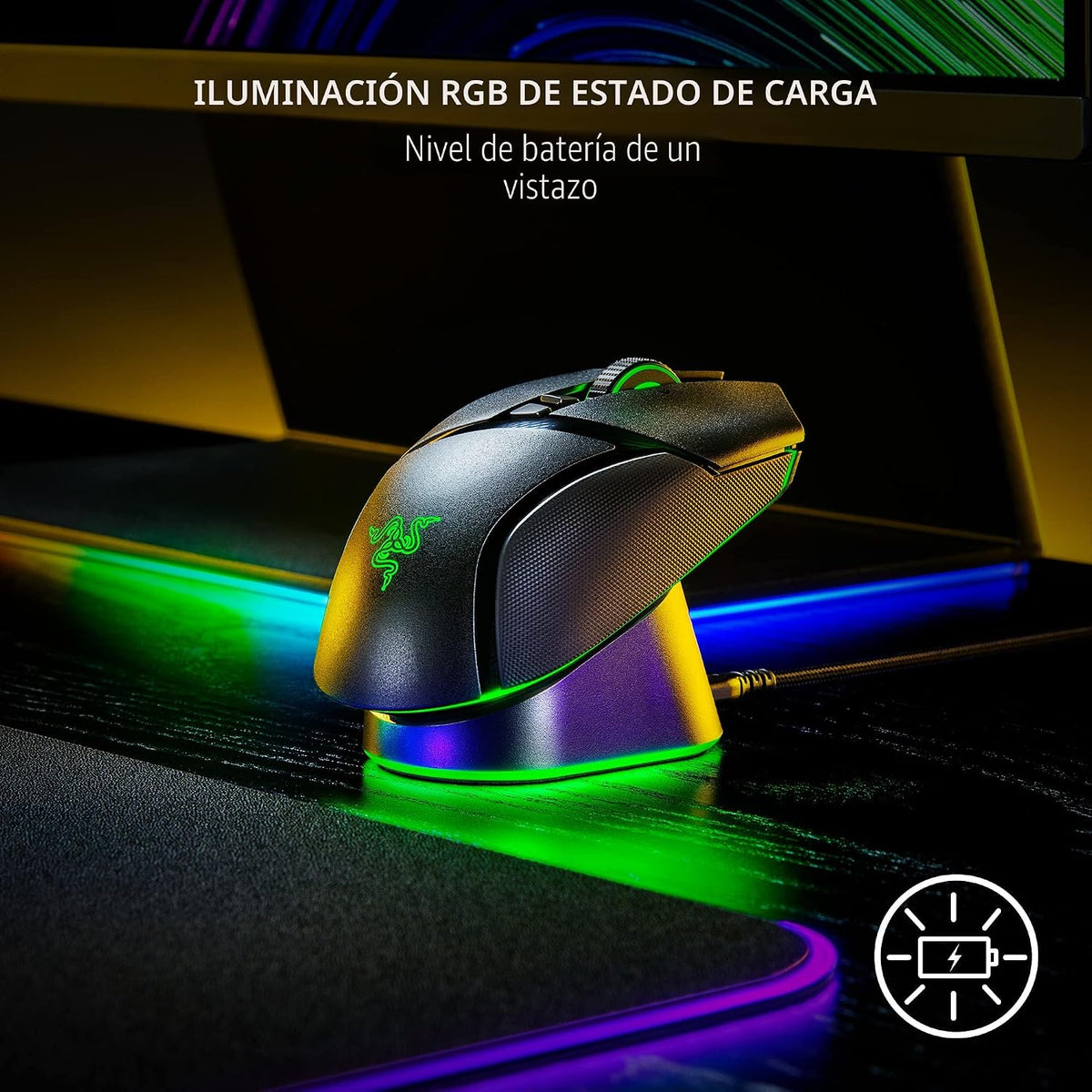 Razer Mouse Dock Pro con Puck de Carga Inalámbrica: Carga Inalámbrica Magnética - Transceptor HyperPolling 8K Hz Integrado - Base Antideslizante - Iluminación Chroma RGB - Negro Clásico