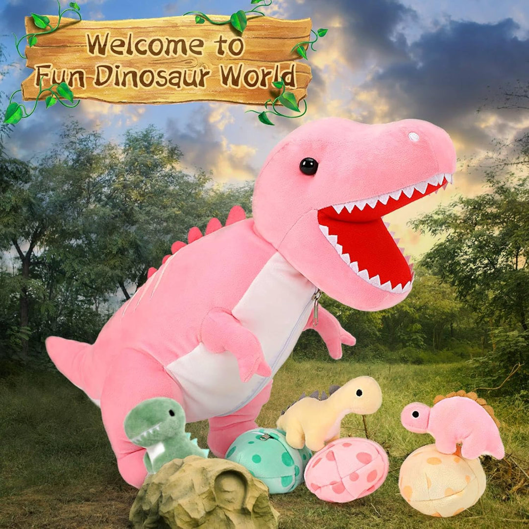 MorisMos - Animal de peluche de dinosaurio con bebés, mamá dino T-r...
