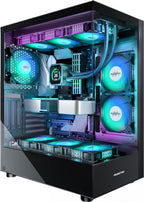 MUSETEX Chasis para PC ATX 6 Ventiladores PWM, 16.57 pulgadasD x 9.06 pulgadasW x 18.05 pulgadasH
