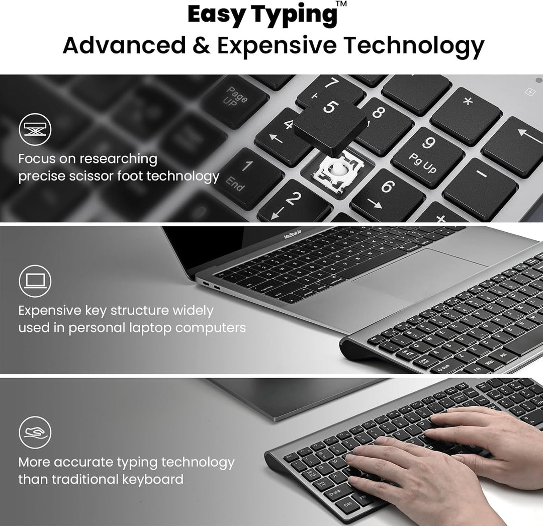cimetech EasyTyping KF10 - Combo de teclado y mouse inalámbricos, t...