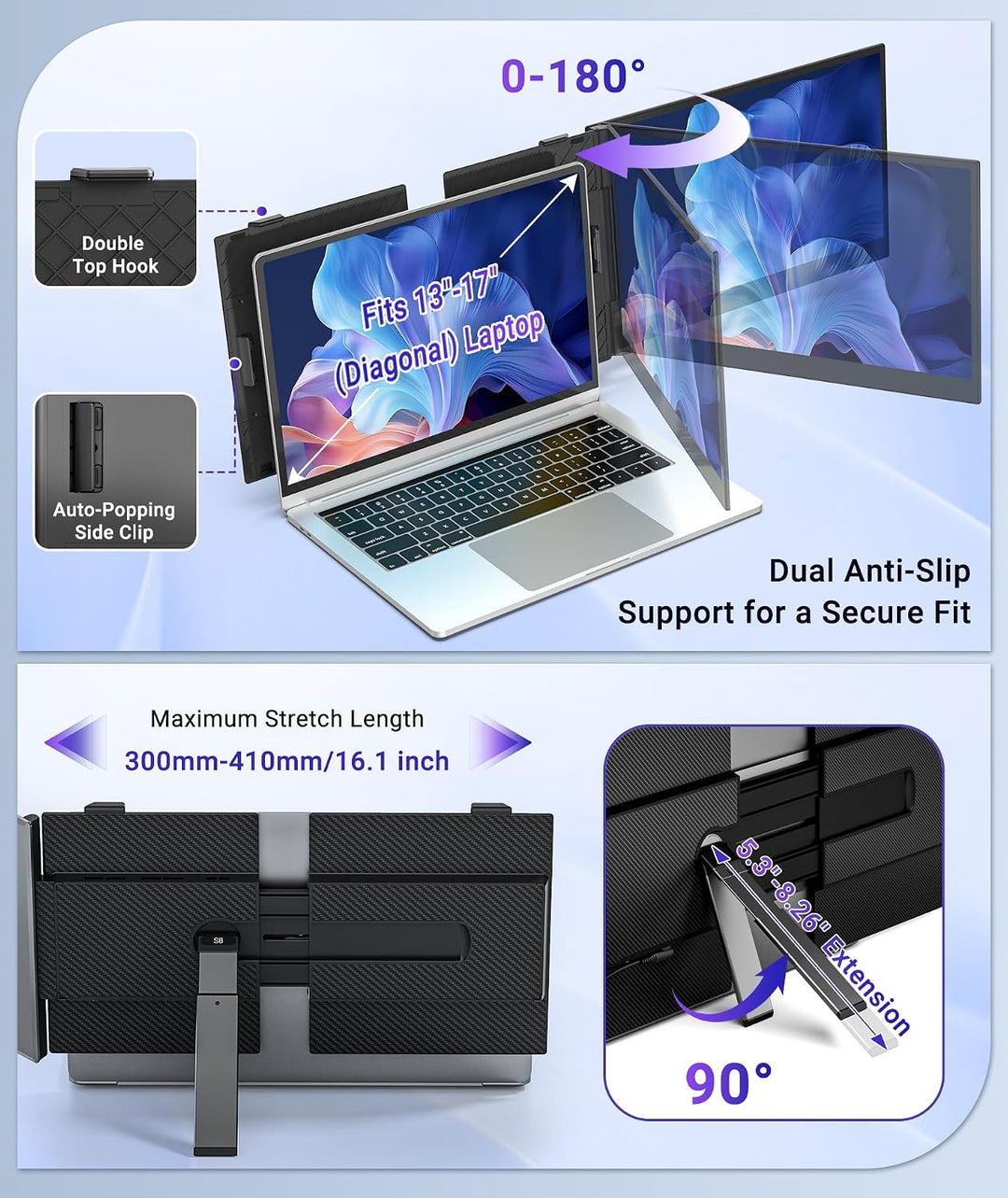 Rizpak Extensor de pantalla para laptop, monitor portátil FHD 1080P...