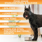 Neater Pet Brands Tazones de acero inoxidable para perros con parte inferior de goma antideslizante, juego de 2, 6 tazas (48 onzas), color negro, cuencos de metal resistente para perros, aptos para lavavajillas, tazón de comida o agua, ideal para perros