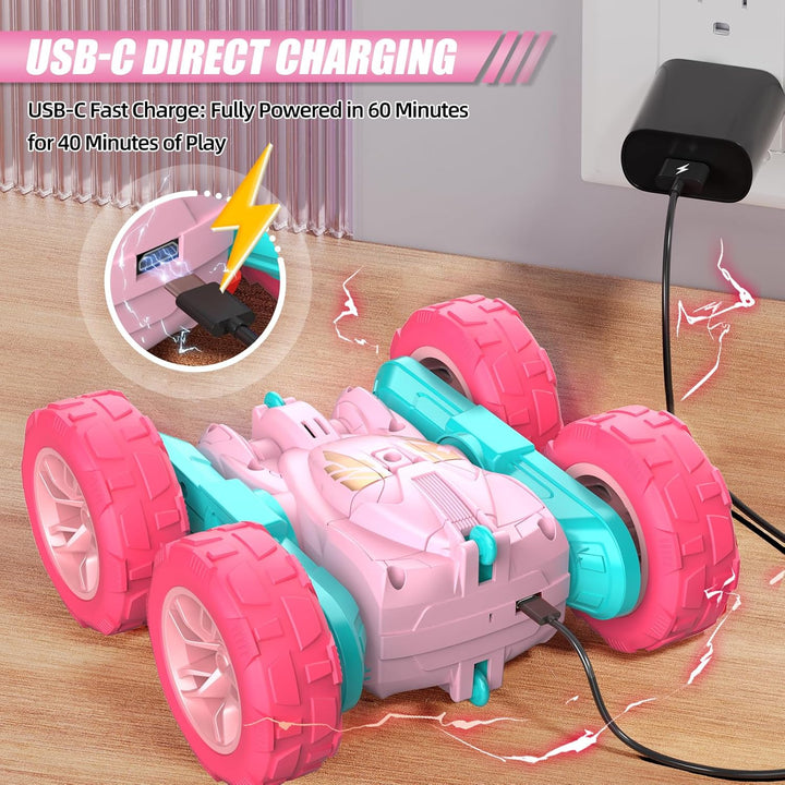 RacingFun Coche de control remoto rosa para niñas, 2.4 Ghz coches R...