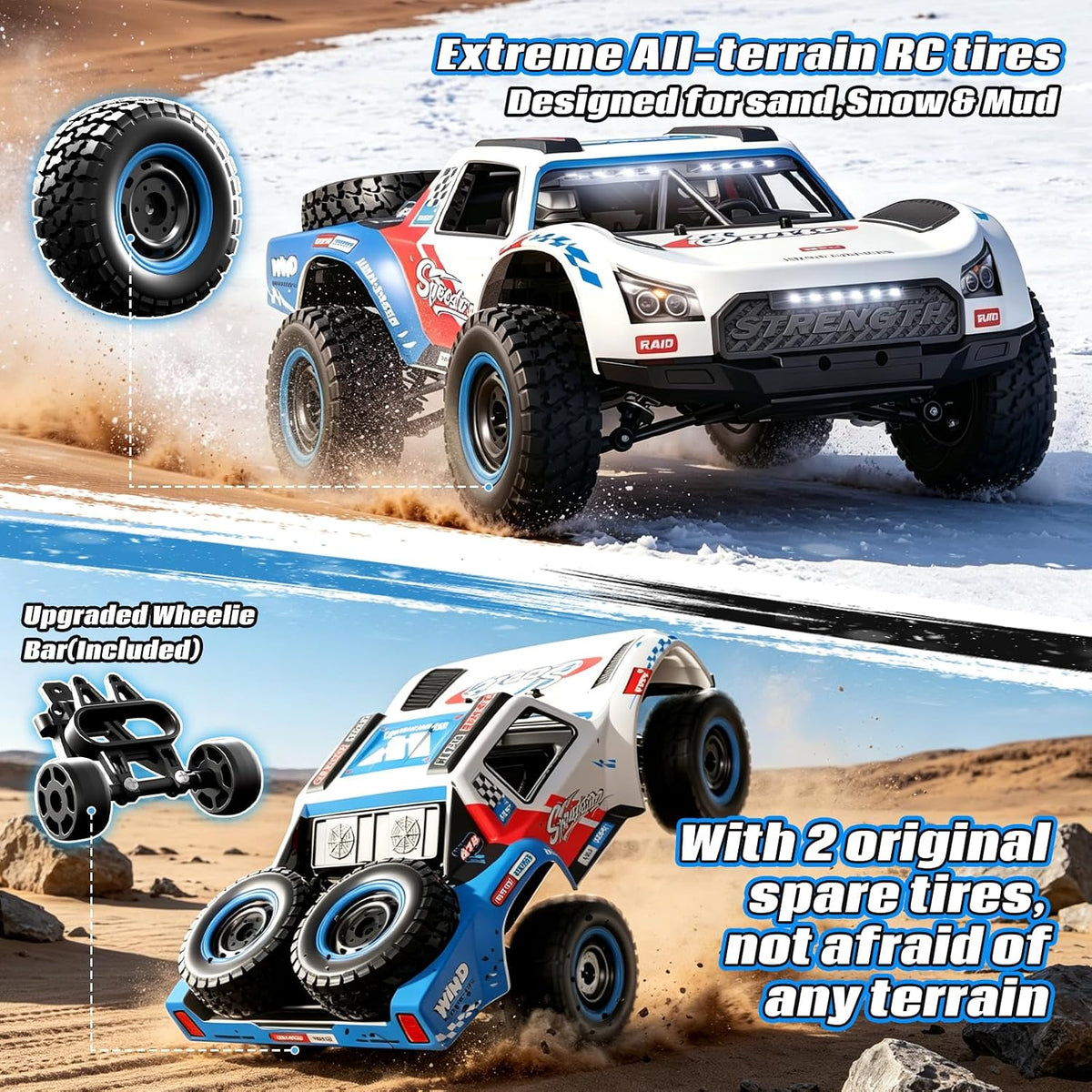 pinkking Auto a control remoto rápido sin escobillas para adultos 1:16 4WD todoterreno 50+ KMH de alta velocidad, camión de control remoto de alta velocidad, impermeable, todo terreno