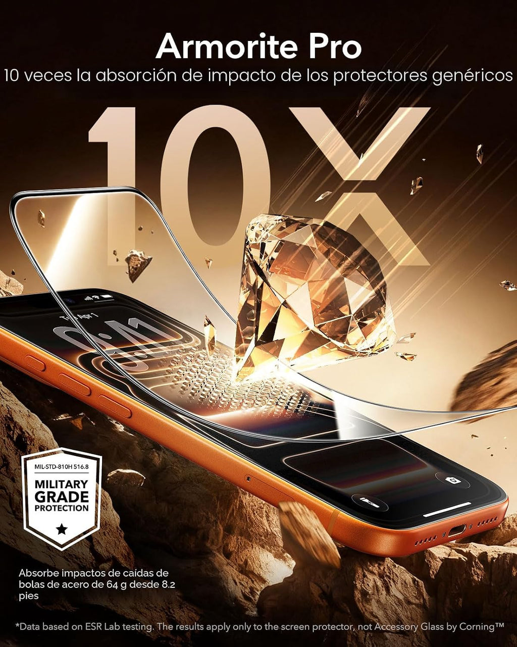 ESR - Protector de pantalla para iPhone 17 Pro Max, paquete de 3 unidades, Armorite Pro