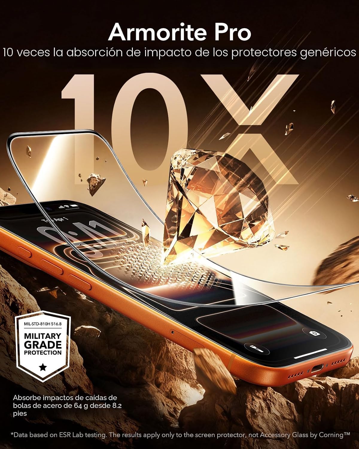 ESR - Protector de pantalla para iPhone 17 Pro Max, paquete de 3 unidades, Armorite Pro