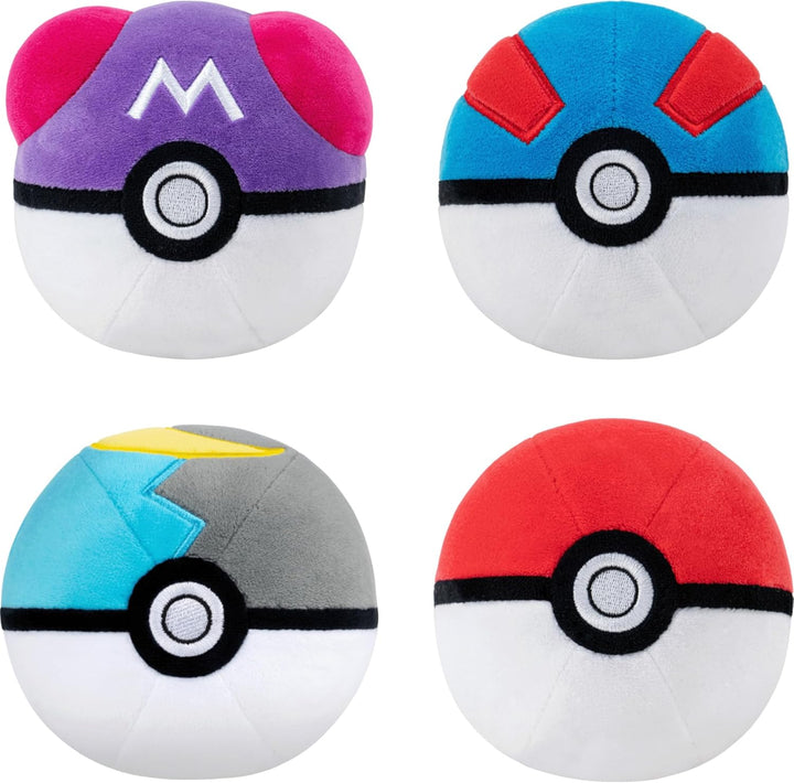 Pokemon Poke Ball - Juego de 4 bolas de peluche de 2 pulgadas